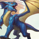 A young blue dragon reveals its fangs.
